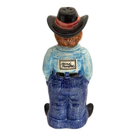 BUBBA'S Barbeque Salt & Pepper Shaker Western Cowboy Hand Painted OCI 1992 RARE - Picture 11 of 13